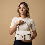 Sac à bandoulière femme en cuir avec fermoir doré