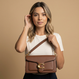 Sac à bandoulière femme en cuir avec fermoir doré