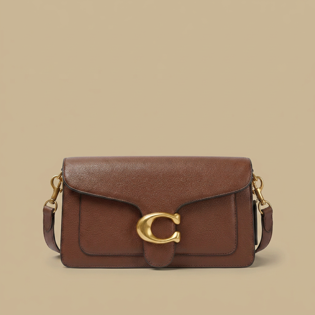 Sac à bandoulière femme en cuir avec fermoir doré